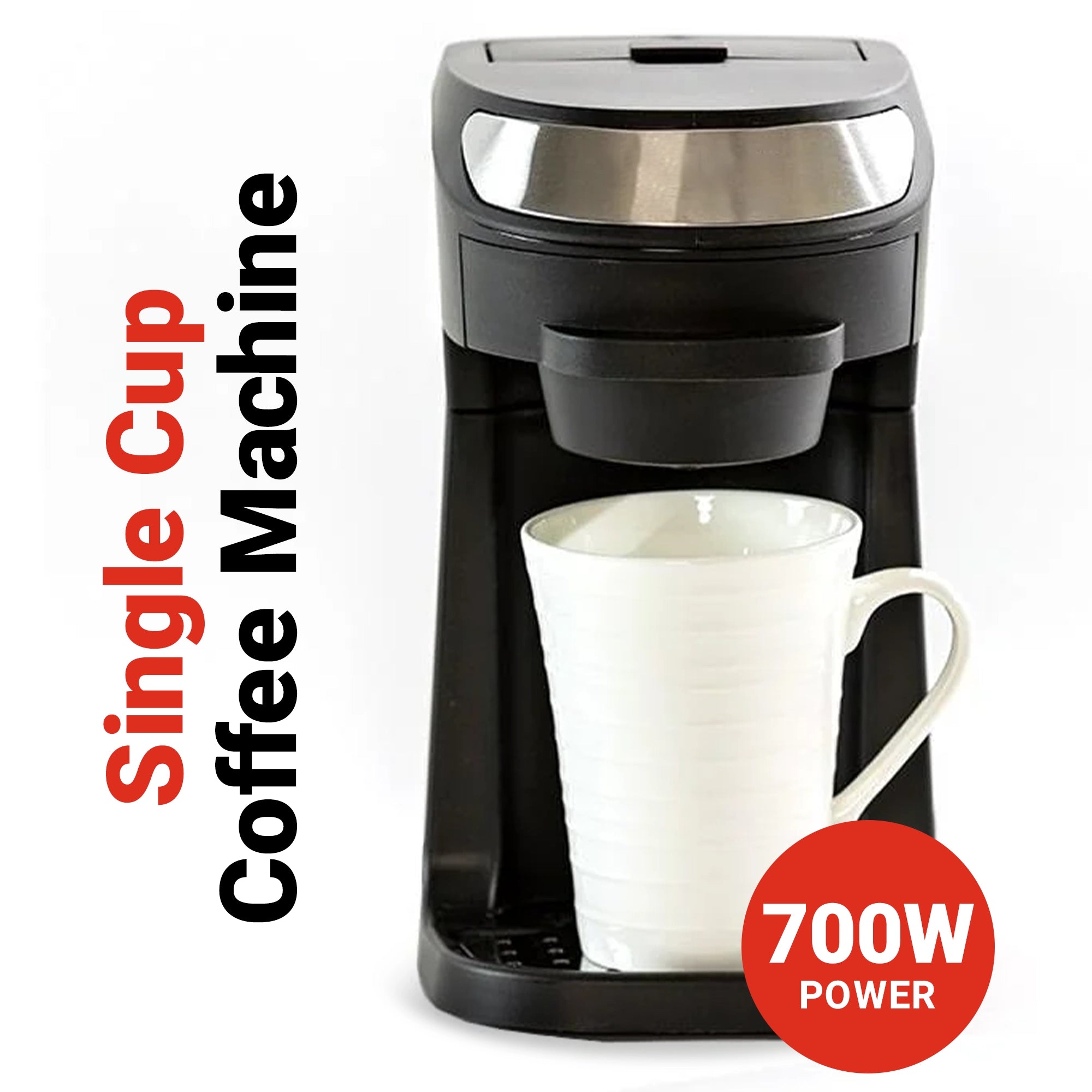 Roomwell UK Single Cup Coffee Machine, 12 oz, 700 W, 1 Year Replacement Warranty