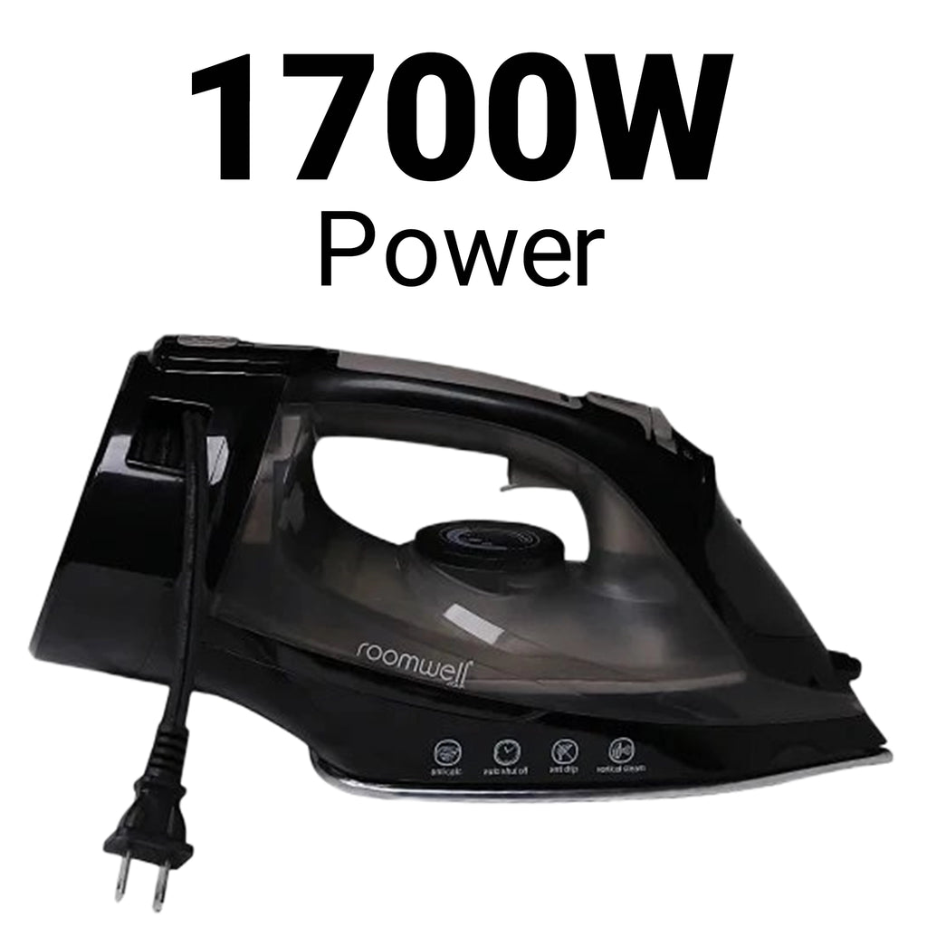 Roomwell UK Ventura Iron with Retractable Cord, 1700W, Auto-Shut-off, Anti-Calc, Anti-Drip, Self-cleaning, 1 Year Warranty