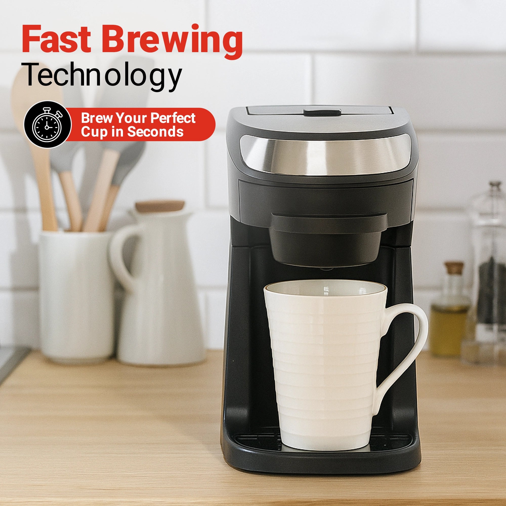 Roomwell UK Single Cup Coffee Machine, 12 oz, 700 W, 1 Year Replacement Warranty