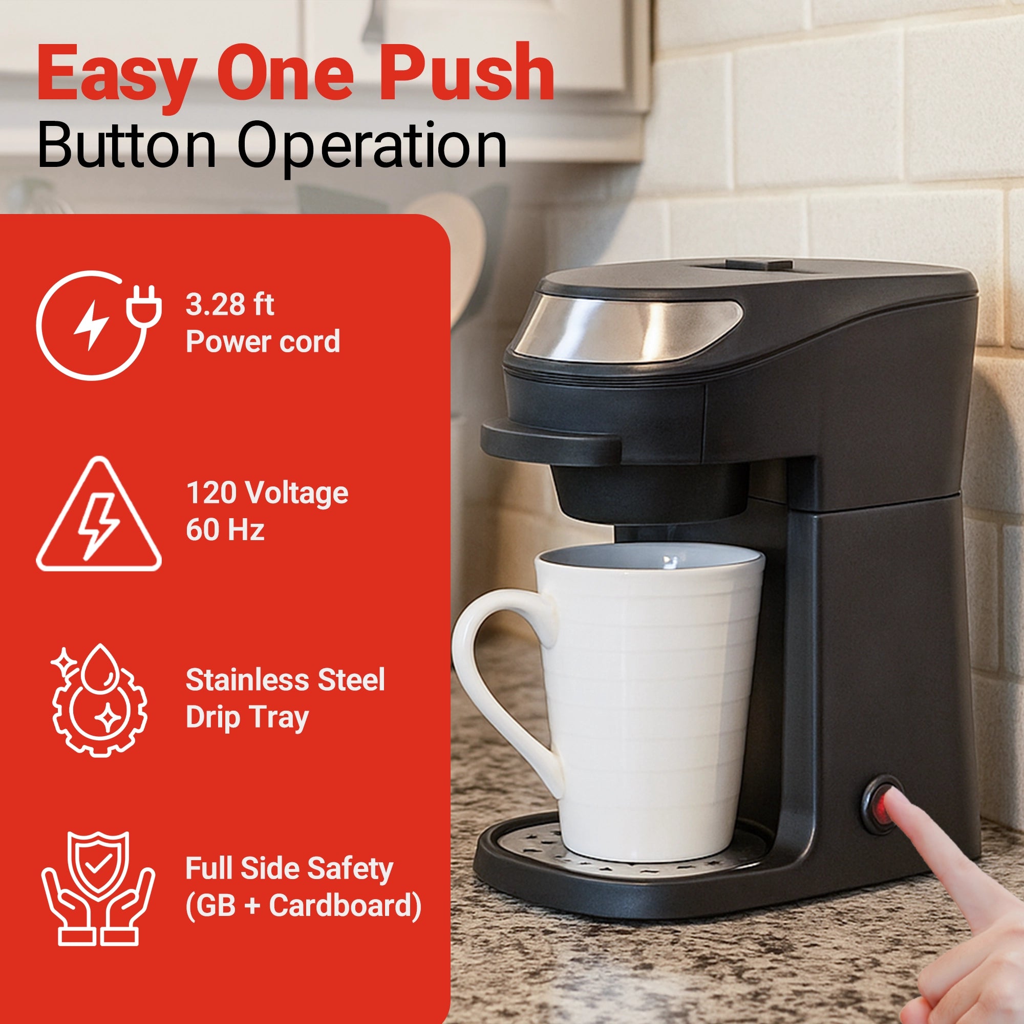 Roomwell UK Single Cup Coffee Machine, 12 oz, 700 W, 1 Year Replacement Warranty
