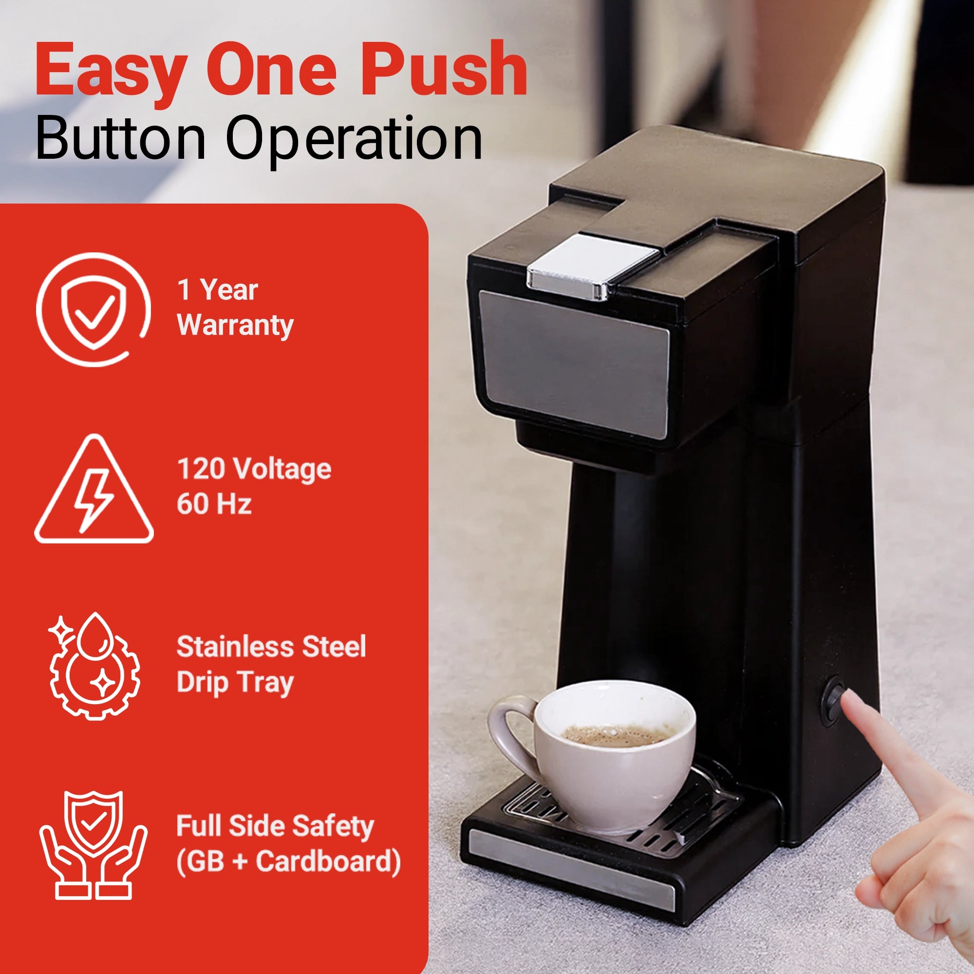 Roomwell UK K-Cup Coffee Machine, 14 oz, 800 W, 1 Year Replacement Warranty