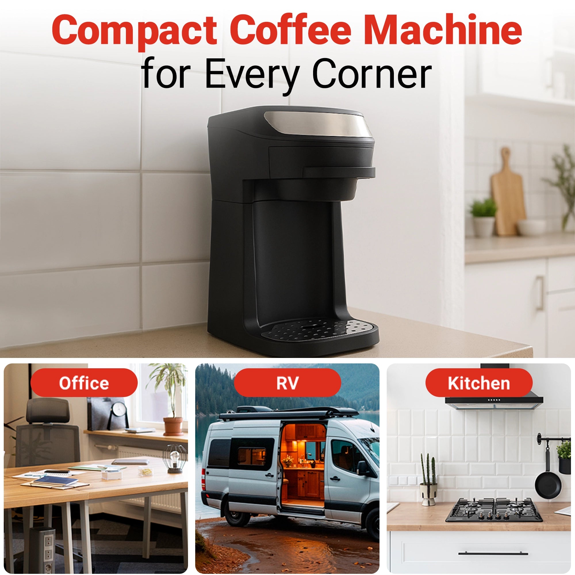 Roomwell UK Single Cup Coffee Machine, 12 oz, 700 W, 1 Year Replacement Warranty