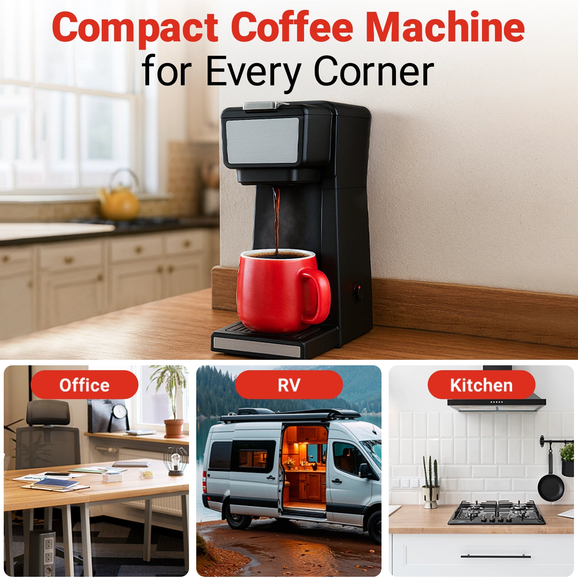 Roomwell UK K-Cup Coffee Machine, 14 oz, 800 W, 1 Year Replacement Warranty