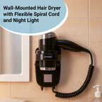 Roomwell UK Hair Dryer, 1600 Watt, Wall Mount, Black, 2 + 1-Year Extended Warranty