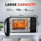 Roomwell UK Hotel Microwave, 0.7 Cuft, Black, 10 Power Levels, 6 Auto-Cooking Menus, 2 Year Replacement Warranty