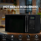 Roomwell UK Hotel Microwave, 0.7 Cuft, Black, 10 Power Levels, 6 Auto-Cooking Menus, 2 Year Replacement Warranty