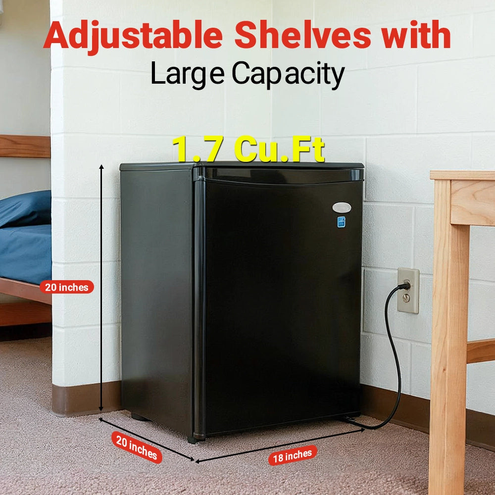 Roomwell UK Hotel Mini Refrigerator Without Freezer, 1.7 Cu. Ft, 2 Year Replacement Warranty