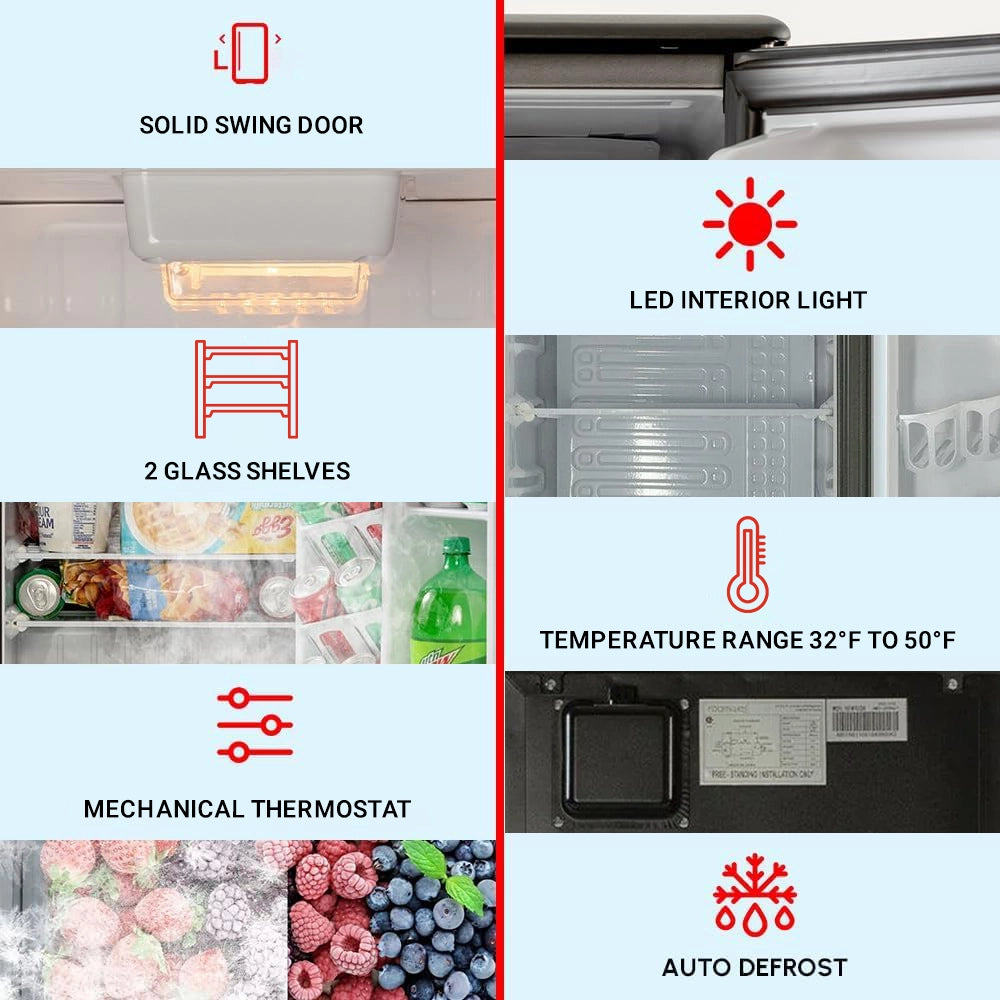 Roomwell UK Hotel Mini Refrigerator Without Freezer, 1.7 Cu. Ft, 2 Year Replacement Warranty