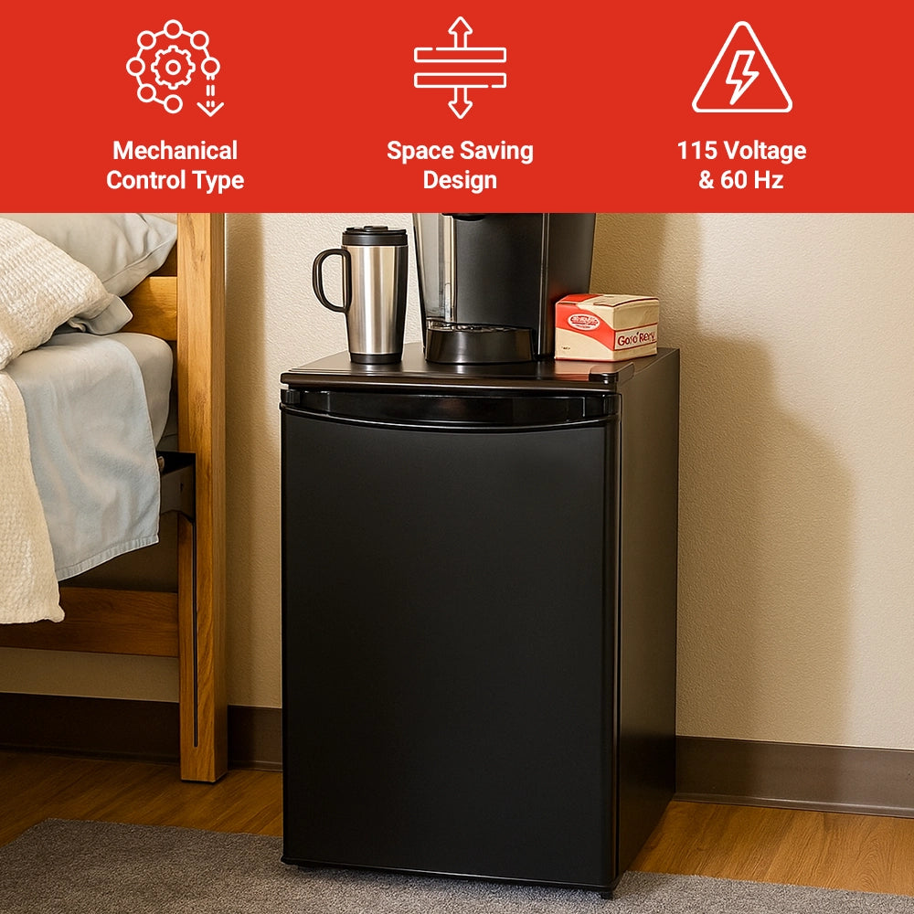 Roomwell UK Hotel Mini Refrigerator Without Freezer, 2.6 Cu. Ft, 2 Year Replacement Warranty