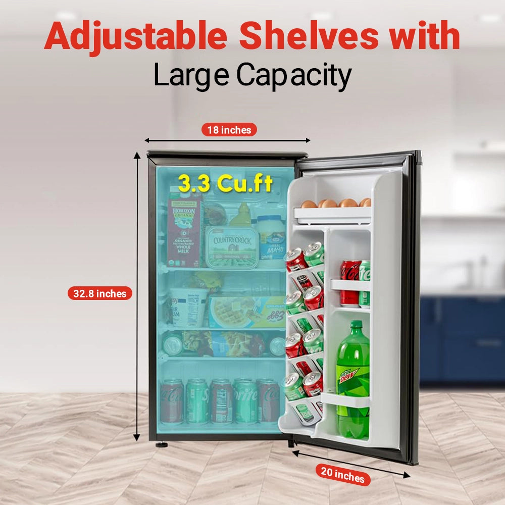Roomwell UK Hotel Mini Refrigerator Without Freezer, 3.3 Cu. Ft, 2 Year Replacement Warranty