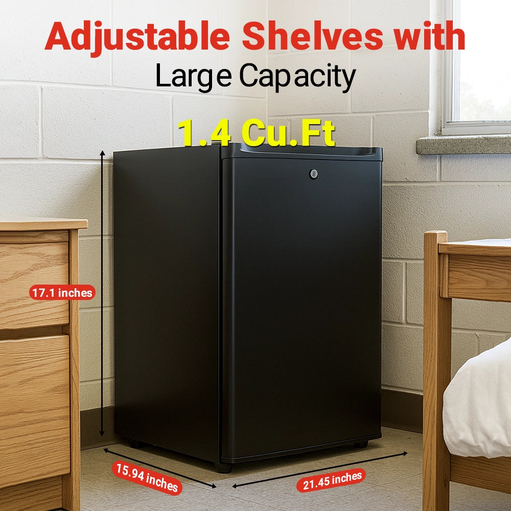 Roomwell UK Thermo Minibar 1.4 Cu. Ft. Energy Efficient Absorption Refrigerator with Cyclopentane Insulation