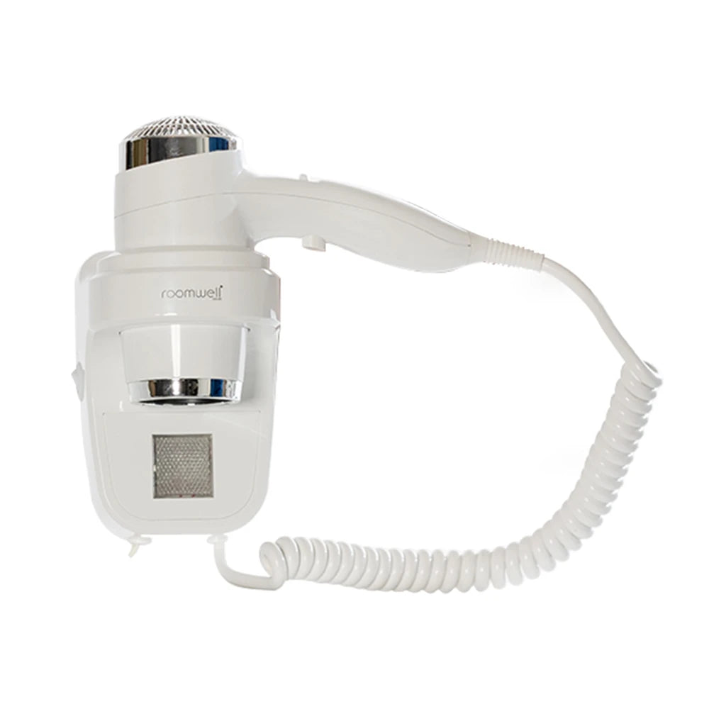 Roomwell UK Hair Dryer, 1600 Watt, Wall Mount, White, 2 + 1-Year Extended Warranty