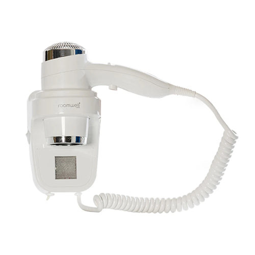 Roomwell UK Hair Dryer, 1600 Watt, Wall Mount, White, 2 + 1-Year Extended Warranty
